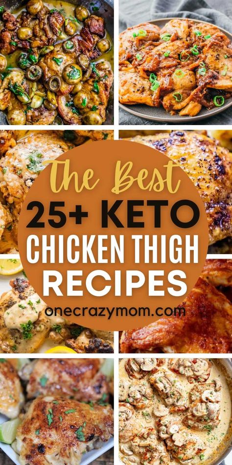 You will love these Keto Chicken Thigh Recipes if you are eating ketogenic diet. They are simple and delicious. The entire family will love keto chicken thighs. This collection of recipes include bone-in and boneless chicken thighs recipes. You will love these low carb chicken thighs recipes. #onecrazymom #chickenthighs #ketorecipes #lowcarbrecipes Keto Chicken Thigh Recipes Slow Cooker, Keto Chicken Thigh Crockpot Recipes, Low Carb Bone In Chicken Thigh Recipes, Macro Chicken Thigh Recipes, Boneless Skinless Chicken Thigh Recipes Crockpot Keto, Keto Chicken Thigh Meals, Chicken Thigh Recipes Healthy Low Carb, Thm Slow Cooker Recipes, Chicken Thigh Recipes Keto Low Carb