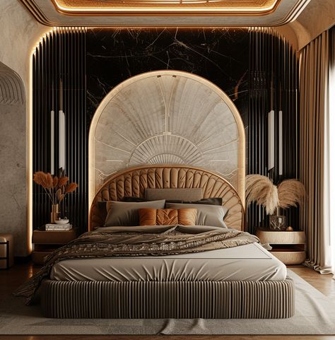 38 Contemporary Art Deco Bedroom Design Ideas - Edward George Art Deco Interior Bedroom Inspiration, Bedroom Decor Art Deco, Art Deco Airbnb, Art Deco Aesthetic Interior, Modern Art Deco Apartment, Art Deco Wood Panelling, Japandi Art Deco, Asian Luxury Interior Design, Parisian Art Deco Bedroom