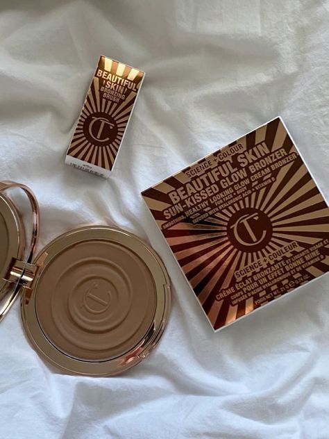 bronzer, makeup, charlotte tilbury aesthetic, gold, sun-kissed #affiliate Charlotte Tilbury Aesthetic, Charlotte Tilbury Bronzer, Charlotte Tilbury Beautiful Skin, Makeup Charlotte Tilbury, Soft Girl Makeup, Bronzer Makeup, Cream Bronzer, Aesthetic Gold, Makeup Bag Essentials