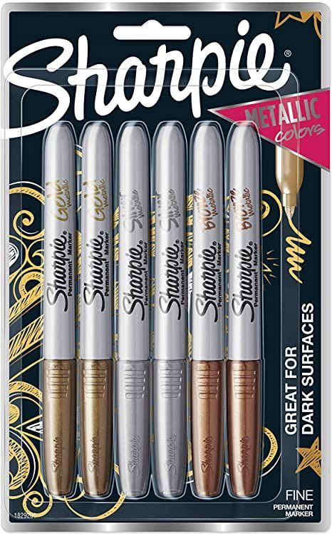 SHARPIE Metallic Permanent Markers, Fine Point, Assorted, 6 Count Diy Sharpie Crafts, Gold Sharpie, Sharpie Paint Pens, Sharpie Permanent Markers, Sharpie Crafts, Diy Sharpie, Sharpie Markers, Make Up Your Mind, Coloring Markers