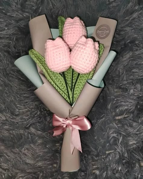 Bouquet Of Crochet Tulips, Tulip Crochet Bouquet, Crochet Tulip Bouquet, Milk Cotton Yarn, Crochet Flower Bouquet, Diy Bouquet Wrap, Kids Crochet Pattern, Crochet Purse Pattern Free, Yarn Making