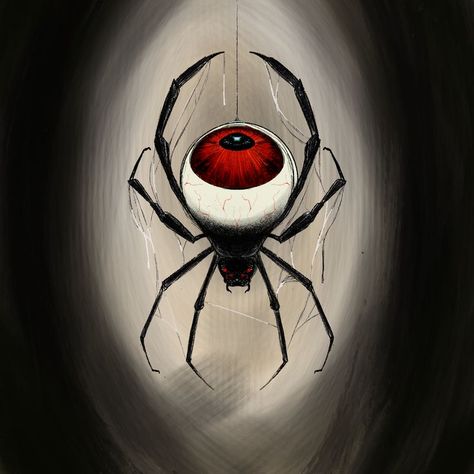 horror spider, eye, ilustration, spider draw Eyeball Spider Drawing, Spider Coming Out Of Mouth Drawing, Creepy Spider Art, Spider Crawling Out Of Eye Drawing, Scary Spider Drawing, Spider Digital Art, Spider Reference, Halloween Pictures To Draw, Spider Draw