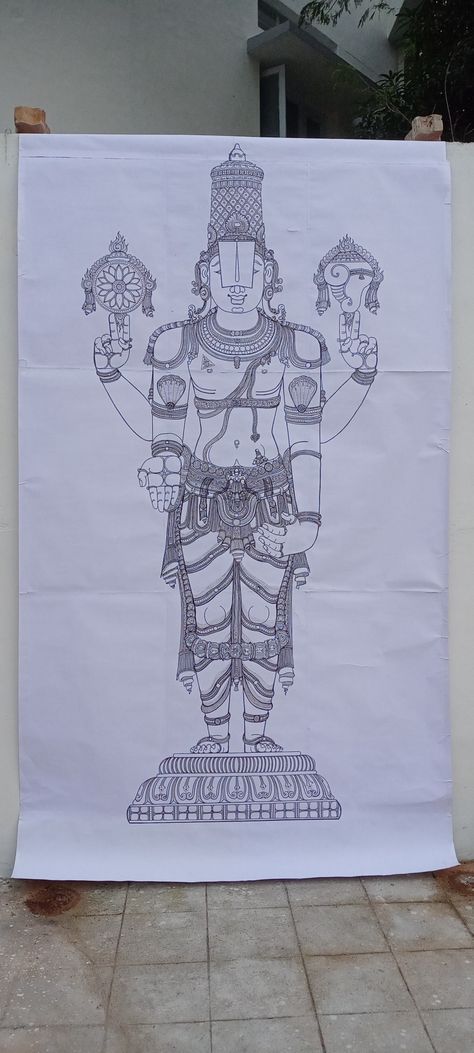 Tanjore Pencil Sketches, Venkateswara Swamy Pencil Drawing, Lord Venkateswara Pencil Sketch, Lord Venkateswara Drawings, Lord Venkateswara Drawings Easy, Lord Venkateshwara Drawing, Tirupati Balaji Sketch, Shilpashastra Drawing, Venkateshwara Swamy Drawing