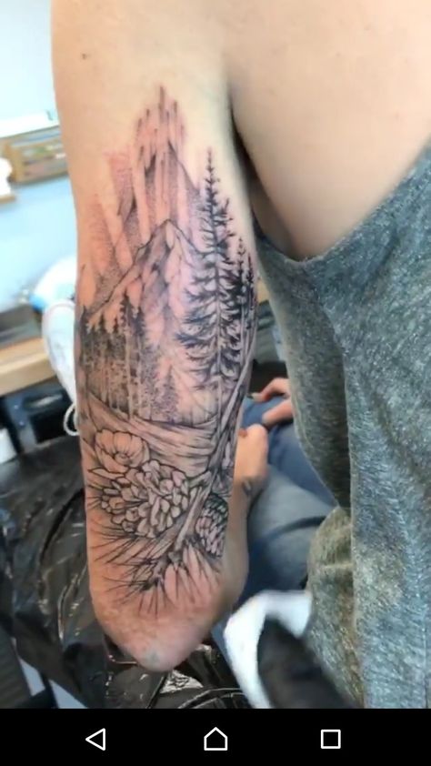 Outdoorsy Womens Tattoo, Forest Leg Tattoos Women, Outdoor Nature Tattoo, Outdoorsy Tattoos Nature Women, Forest Sleeve Tattoo Women, Mountain Sleeve Tattoo Women, Outdoor Tattoo For Women, Outdoorsy Tattoos Nature, Hiking Tattoos For Women