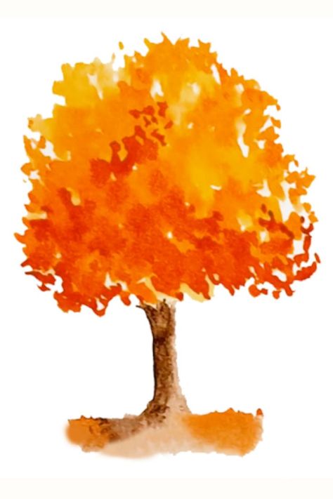 Easy Watercolor Fall Tree. Watercolor painting. Fall Tree With Watercolor. Step By Step Tutorial. Fall Tree Watercolor Painting, Tree With Watercolor, Watercolor Step By Step, Red Maple Tree, Basic Watercolor, Hey Friend, Paint Easy, Tree Watercolor, Step By Step Watercolor