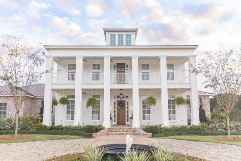 Modern Antebellum, Georgia Regions, Restoration Hardware Lighting, Bathroom Wall Colors, Grey Wall Color, Southern Architecture, Barn Light Electric, Houses Exterior, Antebellum Homes