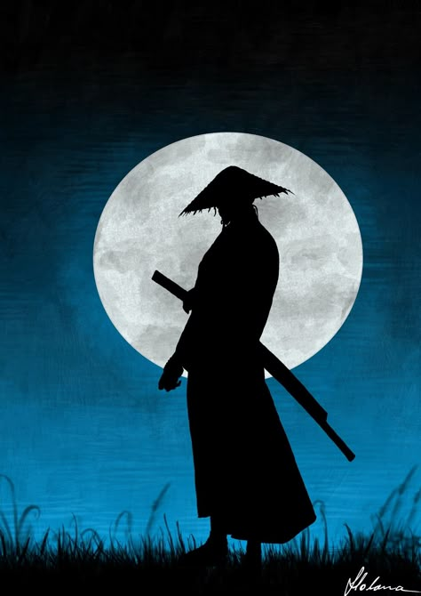 Samurai Illustration Art, Ninja Painting, Samurai Silhouette, Asian Drawings, Destiny Backgrounds, Pencil Drawing Inspiration, Pictures For Drawing, Canvas Art Gifts, Illustration Design Graphique