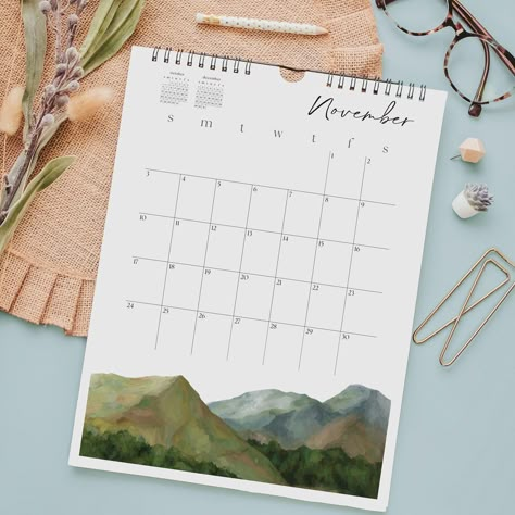 2024 Wall Calendar, Solar Calendar, Painted Landscapes, Picturesque Landscape, Watercolor Calendar, Today Calendar, Art Calendar, Breathtaking Beauty, Calendar Design