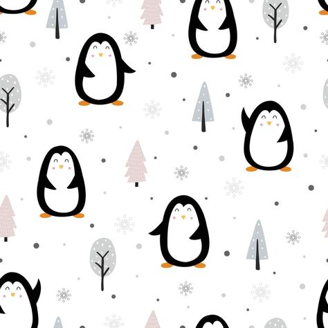 Pinguin Illustration, Wallpaper Texture Seamless, Fashion Textiles, Penguin Pattern, Art Clip, Winter Inspo, Fall 24, Winter Animals, Cute Penguins