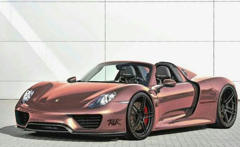 Porsche 918 Spyder In Rose Gold Rose Gold Porsche, Ruby Star Porsche, Blue Porsche Gt3, Navy Blue Porsche, Porsche Gt3 Rs Wallpapers, Rosa Wallpaper, Jimin Ff, Porsche Gt3 Rs, Car Interior Design Sketch