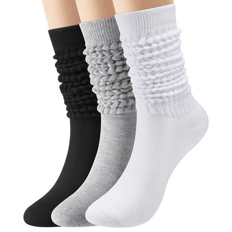 PRICES MAY VARY. Soft and Comfortable Material - Our slouch socks are made of 75% Polyester 25% Spandex to make sure they are soft and comfortable, lightweight and skin-friendly, stretchy and breathable, you will feel comfy all the day. The thickness of these scrunch socks is moderate and suitable for all seasons. Various Wearing Ways - There are numerous ways to style these slouchy socks. You can wear them pulled up to your knees as boot socks, halfway down the calf as crew socks, or scrunched Slouchy Socks, Scrunch Socks, Socks Packaging, Slouch Socks, Gray Winter, Thigh High Socks, Socks For Women, Winter Socks, Warm Socks