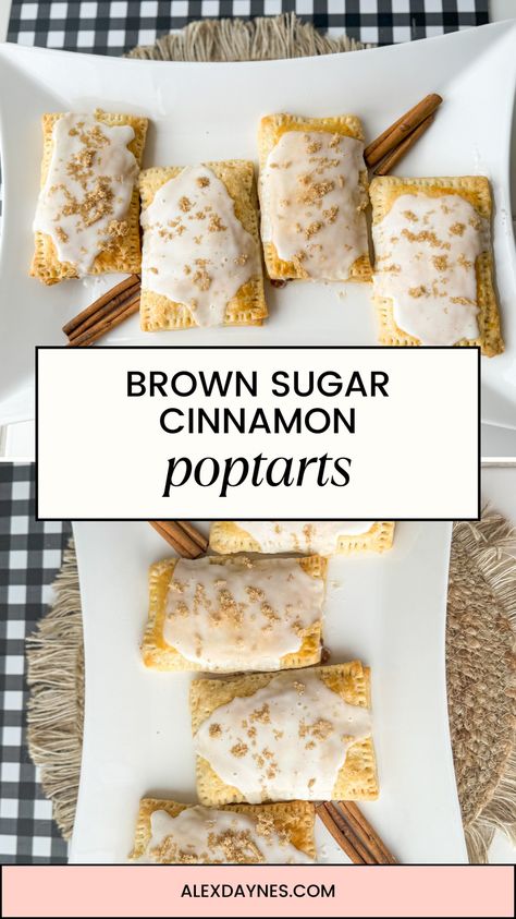 Enjoy a taste of childhood nostalgia with a homemade Brown Sugar Cinnamon Poptart recipe! All the flavors of your childhood treat, with none of the junk.  The crust of the Poptart is made in just a few minutes with 5 simple ingredients. The filling is a flavorful cinnamon brown sugar that tastes like a store-bought box. So yummy! Make it with me! Pie Crust Pop Tarts Brown Sugar, Homemade Brown Sugar Pop Tarts, Homemade Poptarts With Pie Crust Dough, Childhood Favorite Foods, Healthy Poptart, Poptart Recipe Homemade, Childhood Snack Recipes, Homestead Compound, Pop Tart Pie