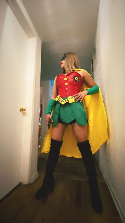 Womens Robin Costume, Robin Female Costume, Robin Halloween Costume Women, Robin Batman Costume, Robin Dc Costume, Batman Robin Costume, Batman And Robin Costume For Women, Dc Costumes Female, Female Robin Costume