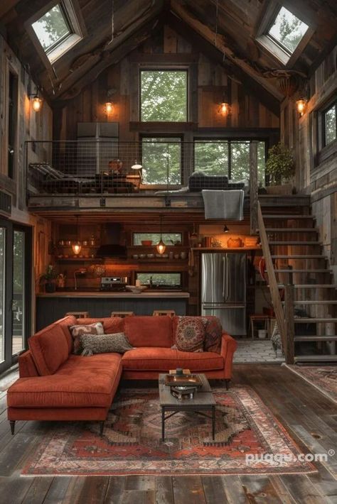 Western Barndominium, Small Barndominium Ideas, Small Barndominium, Homestead House, Barn House Design, Cozy Patio, Backyard Office, Tiny Cabins, Cabin Interiors