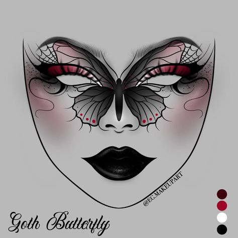 If you recreate please tag @eg.makeupart on Instagram 🫶😁 #blackmakeup #inspomakeup #makeupinspo #cutemakeup #goth #gothmakeup #gothic #gothstyle #darkbutterfly #butterfly #butterflymakeup #darkmakeup #dark #gothinspo Makeup Outline, Goth Butterfly, Butterfly Makeup, Creepy Halloween Makeup, Face Charts, Makeup Drawing, Makeup Face Charts, Face Paint Makeup, Halloween Eye Makeup