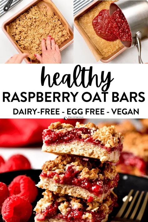 These Raspberry Oat Bars are the most easy healthy breakfast bars with a crunchy oat cookie layer topped with homemade raspberry chia seeds jam and oat crumble. Raspberry Oat Bars, Icecream Ideas, Healthy Breakfast Bars, Oat Bars Healthy, Raspberry Oatmeal Bars, Oatmeal Crust, Raspberry Breakfast, Jam Bars, Low Sugar Jam