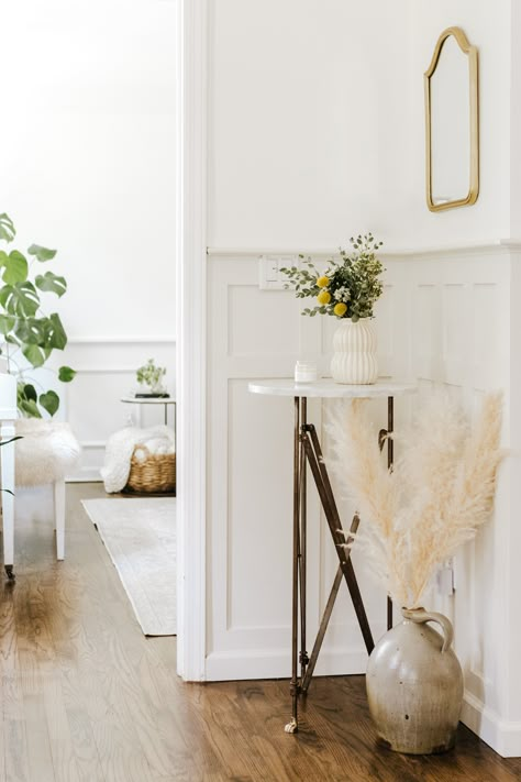 Entry Way Corner Table, Entry Way Side Table, Small Space Console Table, Tiny Entry Table, Entry Table Small Space, Entryway Small Table, Small Entry Table Decor, Corner Entryway Ideas, Small Console Table Entryway