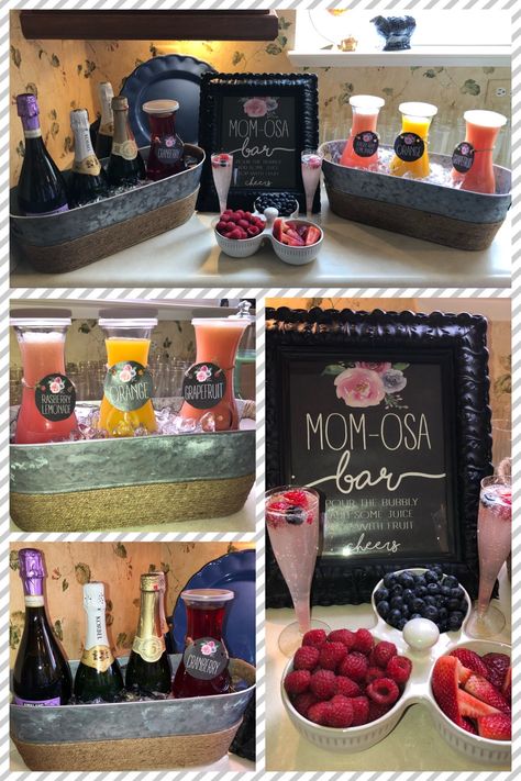 Mock Mimosa Bar Ideas, Mom Mimosa Bar, Mom Osa Bar Ideas, Mommossas Bar, Mom Mosa Bar Baby Shower Ideas, Mom Mosas, Mom Mosa Bar, Mom Osa Bar Mimosas, Momosa Baby Shower Bar