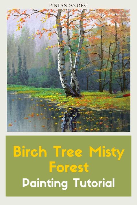 Capture the ethereal beauty of a misty forest with our Acrylic Landscape Painting Tutorial. Join us as we guide you through the mesmerizing process of painting birch trees amidst the gentle haze. Discover the art of acrylics, master your brushwork, and let nature's tranquility flow onto your canvas. Unleash your inner artist and embark on a creative journey with us today! In this tutorial, we'll explore the fascinating art of capturing nature's tranquility on canvas as we delve into the... Forest Painting Tutorial, Misty Forest Painting, Painting Birch Trees, Birch Trees Painting, Birch Trees Landscaping, Birches Painting, Fall Landscape Painting, Tree Watercolor Painting, Birch Tree Painting