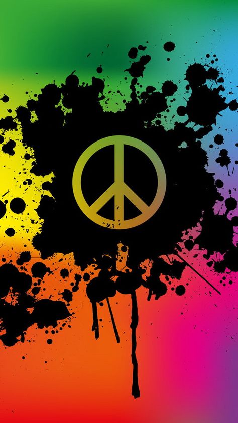 Peace Sign Art Hippie, Arte Hippy, Mint Green Wallpaper Iphone, Mint Green Wallpaper, Paint Wallpaper, Rainbow Peace, Peace Sign Art, Blue Butterfly Wallpaper, Peace Love Happiness