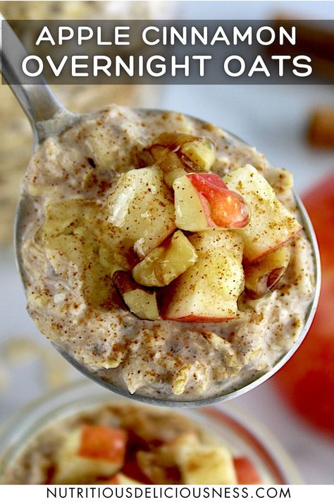 Sweet and creamy, these Apple Cinnamon Overnight Oats are infused with warm cinnamon spice and juicy apples. It's a tasty, no-fuss breakfast that's ready when you are. Cinnamon Apple Overnight Oats, Apple Cinnamon Overnight Oats, Rolled Oats Recipe, Cinnamon Overnight Oats, Apple Overnight Oats, Oat Breakfast, Apple Cinnamon Oatmeal, Sour Fruit, Overnight Oats Healthy