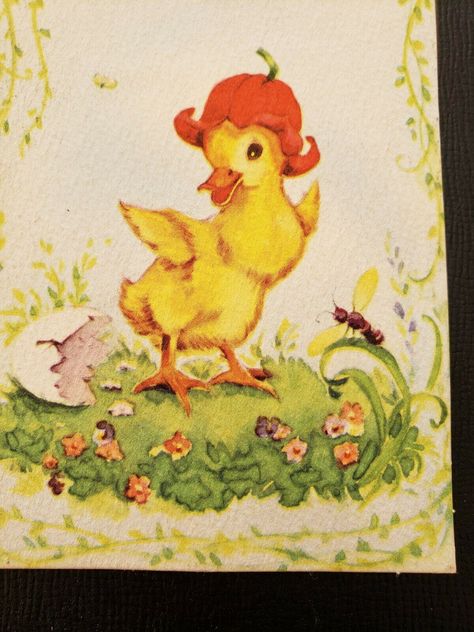 Vtg 1940s Gibson Easter Greeting Card Duck Cracked Shell Flower Bonnet Ink Cartoon, Vintage Easter Cards, Easter Illustration, Easter Greeting, Anniversary Greeting Cards, Family Easter, Anniversary Greetings, Easter Greeting Cards, Valentine Greeting Cards