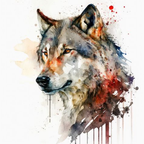 Get this digital art on a variety of art prints, products and merch on ArtPal. This breathtaking watercolor painting of a wolf is a stunning example of what can be achieved through the use of artificial intelligence in art. With lifelike textures and exquisite attention to detail, the painting captures the essence of the wolf's wild, untamed spirit and rugged beauty, making it a true masterpiece. Wolves Painting Acrylic, Wolf Digital Art, Watercolor Pencils Techniques, Wolf Portrait, Watercolor Wolf, Wolf Poster, Wolf Painting, Animal Illustration Art, Pagan Art