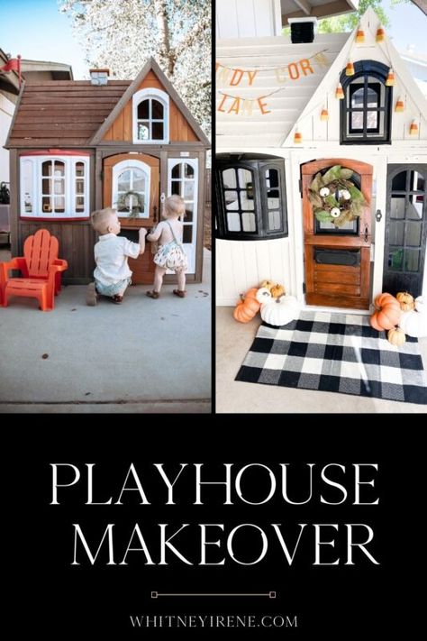 Kidcraft Forest View Playhouse, Kidscraft Playhouse, Wood Playhouse Makeover, Outdoor Playhouse Makeover, Kids Playhouse Interior, Kidkraft Playhouse Makeover, Playhouse Inspiration, Kids Playhouse Makeover, Diy Playhouse Makeover