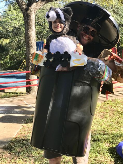 Diy Raccoon Costume Women, Raccoon Halloween Costume, Racoon Costume, Raccoon And Trash Can Costume, Raccoon Costume Diy, Baby Raccoon Costume, Trash Truck Halloween Costume Wagon, Raccoon Costume, Baby Racoon