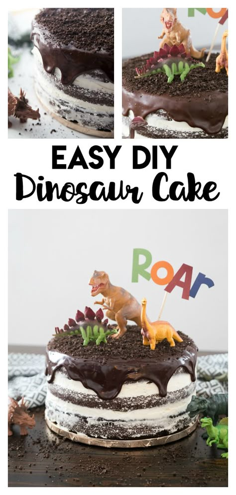 2nd Birthday Cake Dinosaur, Dinosaur Cake Recipe, Chocolate Animal Cake, Homemade Dinosaur Cake Simple, Dinosaur Diy Cake, Home Made Dinosaur Cake, Homemade Dino Cake, Mini Dinosaur Cake, Dinousar Cake Ideas