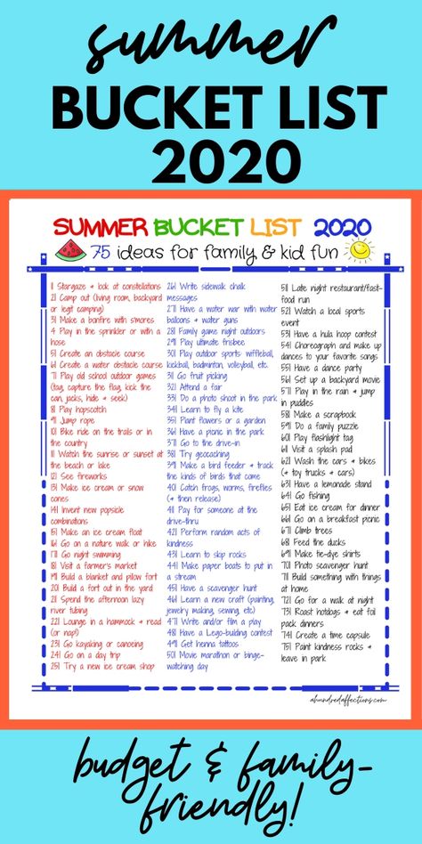 Are you looking for fun ideas for families & kids this summers? Ways to make it memorable? Check out this summer bucket list, especially geared for 2020! Budget-friendly ideas & boredom busters for all kinds of summer activities! Free printable available as well - come check it out! #summerbucketlist #2020 #socialdistancing #kids #familyfriendly #budgetfriendly #freeprintable #boredombusters #activities Family Free Printable, Fun Summer Bucket List, Family Summer Bucket List, Kids Summer Bucket List, Summer Bucket List Ideas, Masquerade Dress, Entertaining Kids, Kids Backyard, Monthly Activities