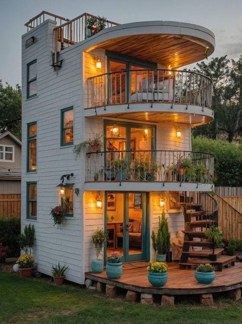 Tiny Homes - Beautiful Design 😍 Tiny House Loft, Tiny House Interior, Tiny Houses For Sale, Tiny House Cabin, Unique Houses, Tiny House Living, Sims House, Tiny House Design, Shipping Container