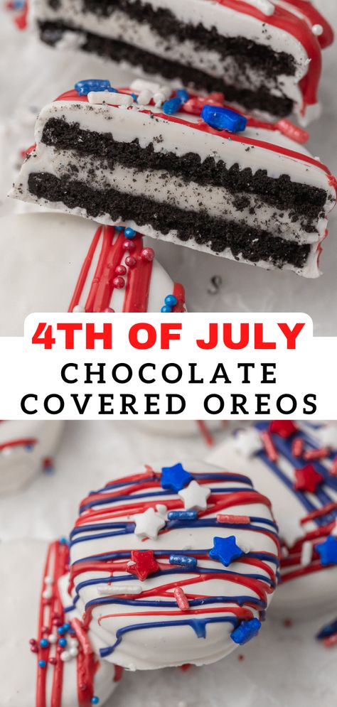 4th July Food, Berry Fruit Salad, Patriotic Treats, Batch Recipes, July Desserts, Chocolate Dipped Oreos, Patriotic Desserts, July Recipes, White Chocolate Bar