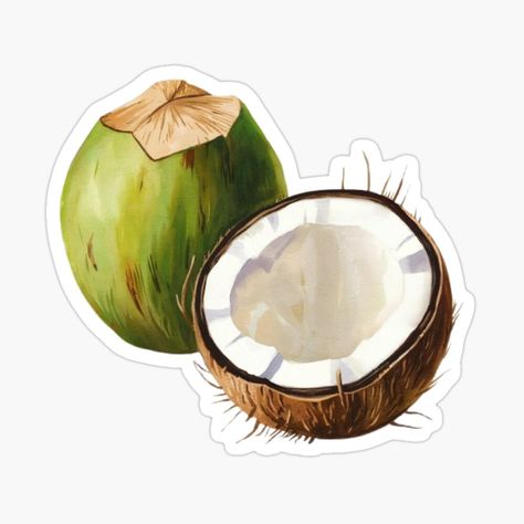 Get my art printed on awesome products. Support me at Redbubble #RBandME: https://www.redbubble.com/i/sticker/Coconut-fruit-watercolor-by-MrJapakiya/164487248.EJUG5?asc=u Coconut Sticker, Fruit Watercolor Painting, Coconut Fruit, Fruit Watercolor, Watercolor Stickers, Watercolor Painting, Watercolor Paintings, My Art, Awesome Products