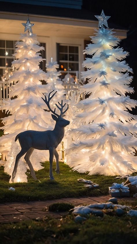 Transform your outdoor space into a winter wonderland with these stunning Outdoor Christmas Decorations ideas From DIY to Easy Classic to Vintage Rustic to Elegant we've got you covered Get inspired with these Yard Ideas Farmhouse Lights Large Classy and Classic decorations Outdoor Deer Christmas Decor, Classy Outdoor Christmas Decorations, Winter Wonderland Outdoor Decorations, Classy Outdoor Christmas Lights, Outdoor Christmas Decorations Ideas, Farmhouse Lights, Outdoor Christmas Decorations Yard, Christmas Decorations Ideas, Outdoor Christmas Decoration Ideas