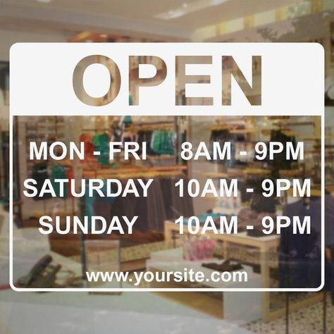 Store Hours Open Decal | Store Business Sign - Vinyl Decal Wash Hands Sign, Over It Quotes, Sticker Business, Vinyl Window Decals, Small House Design Plans, Feeling Hungry, Store Opening, Store Hours, Vinyl Signs