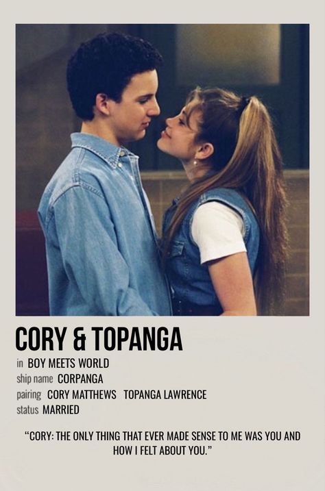 minimal polaroid relationship poster for cory & topanga from boy meets world Cory And Topanga Aesthetic, Boy Meets World Poster, Boy Meets World Wallpaper, Boy Meets World Outfits, Corey And Topanga, Polaroid Relationship, Cory Boy Meets World, Topanga And Cory, Boy Meets World Aesthetic