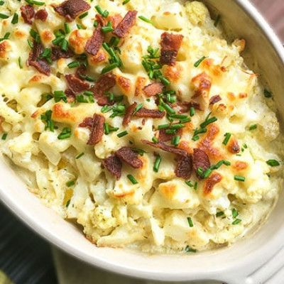 Loaded Cauliflower Casserole Keto Cauliflower Casserole, Baked Cauliflower Recipe, Cauliflower Au Gratin, Loaded Cauliflower Bake, Loaded Cauliflower Casserole, Au Gratin Recipes, Loaded Cauliflower, Steamed Cauliflower, Cauliflower Casserole