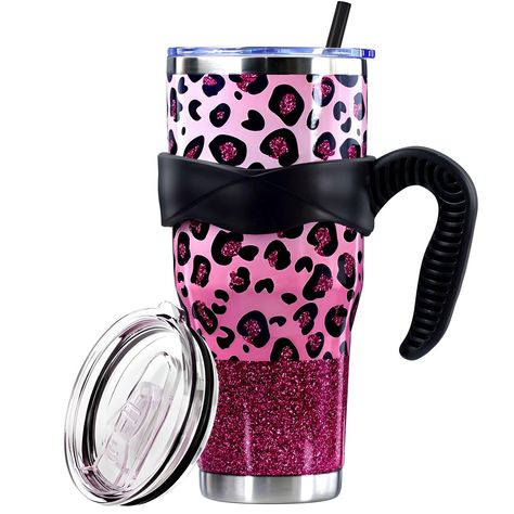 PRICES MAY VARY. Stainless steel WILDLY STYLISH: Our 40oz leopard print tumbler with handle is the perfect accessory for anyone who loves to make a statement. The bold and beautiful cheetah print design is sure to turn heads and make you stand out from the crowd. SUPERIOR INSULATION: Crafted from tough, BPA-free 18/8 food-grade stainless steel, our reusable leopard cup is double-walled and vacuum insulated to keep your drinks hot for 8 hours and cold for 12 hours. Perfect for coffee, tea, water, Zebra Furniture, Leopard Print Tumbler, Cheetah Print Design, 40 Oz Tumbler With Handle, Tumbler With Handle, Pink Leopard Print, Cup Gifts, Pink Leopard, Insulated Tumbler