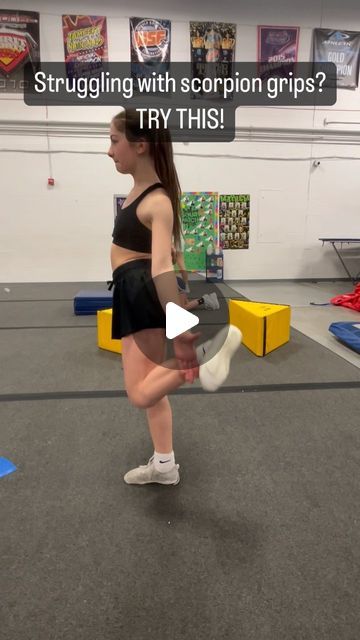 Jaclyn Ferrell on Instagram: "Sometimes it’s as easy as fixing grips! • • • • #cheer #cheerleader #scorpion #competitivecheer #fly #flyer #flyerflex #flyerdrills #flyertips #cheertips #cheerdrills #cheerstunts #stunt #stunts #cheercoach #acro #dance #yoga #stretch #stretching #flexibility #backflexibilty #flexibilitytraining #strengthtraining #gym #gymworkout #backbend #splits #balancetraining #balance" Scorpion Stretches Flexibility, Cheer Stunts For Little Kids, Easy Cheerleading Stunts, Cheer Stretches, Cheer Moves, Cheer Hacks, Stretching Flexibility, Acro Dance, Cheerleading Stunt