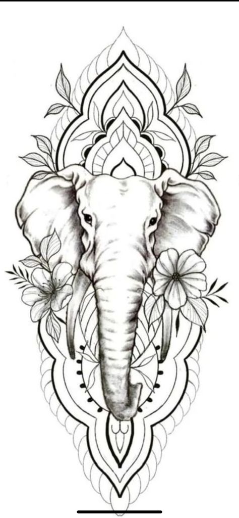 Ornamental Elephant Tattoo, Inner Peace Tattoos, Elephant Tattoo Stencil, Elephant Mandala Tattoo, Tattoo Design Geometric, Inner Peace Tattoo, Arte Ganesha, Mandala Elephant Tattoo, Rhino Tattoo