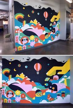 Mural Art Ideas Inspiration, Mural Design Wall, Illustration Mural, Wall Mural Design, Mural Illustration, Wall Illustration, Mural Art Design, Wall Murals Diy, Selfie Wall