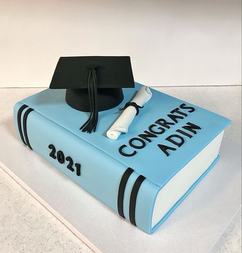 Graduation Book Cake Designs, University Graduation Cake, Phd Graduation Cake Ideas, Phd Cake Ideas, Blue Graduation Cakes, Graduation Cakes For High School 2020, Graduation Book Cake, Phd Cake, Birthday Cake For Wife