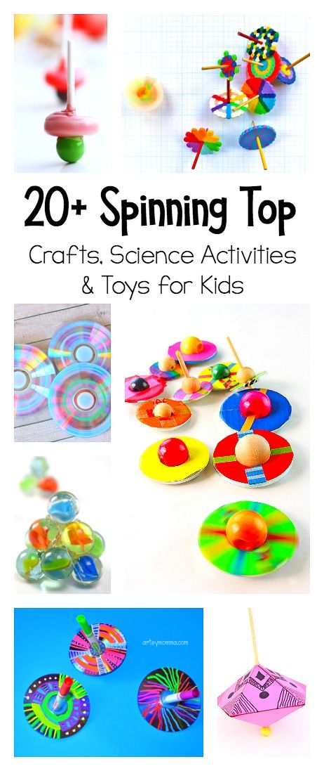 20 Spinning Top Crafts and Toys to use for creative play and science for kids! Explore physics with homemade spinning tops made from things like CDs, toothpicks, and even paper! Toothpick Crafts, Spinning Tops, Science Activities For Kids, Steam Activities, Homemade Toys, Learn Crafts, Spinning Top, Crafts For Kids To Make, Top Toys