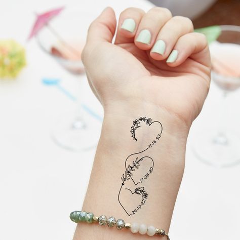 Kid Name Tattoo Ideas, Kid Name Tattoo Ideas Mothers, Name Tattoo Ideas, Kid Name Tattoo, Tattoos With Kids Names, Custom Temporary Tattoos, Kids Names, Tattoos For Kids, Name Tattoo