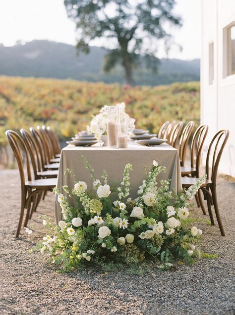 Soft Romantic Wedding Decor, Floral Clouds, Wedding Flower Arrangements Table, Dinner Tablescape, Flower Arches, Old World Wedding, Ceremony Florals, Green Wedding Flowers, Wedding California