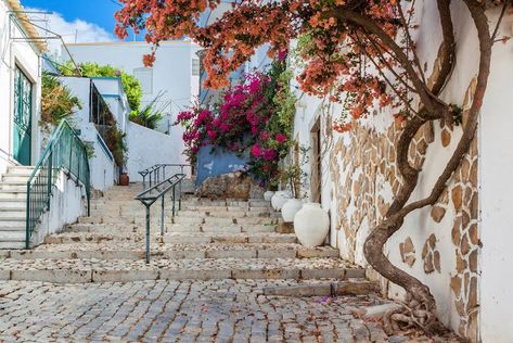 Ancient street village Estoi Portugal-min Vila Medieval, Paris Las Vegas, National Road, Spa Water, Albufeira, Old Street, Algarve Portugal, Beaches In The World, Road Trip Fun