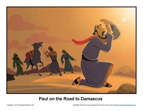 Paul on the Road to Damascus Story Illustration Road To Damascus, Resurrected Christ, Printable Bible Activities, Story Illustration, Kids Sunday School Lessons, Sunday School Crafts For Kids, School Zone, Bible Coloring Pages, School Rules