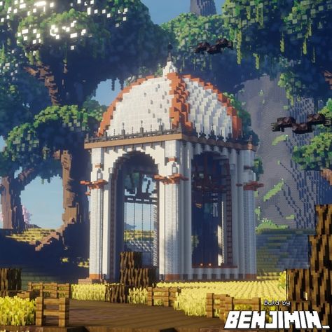 Wheat field gazebo 🌾 Trees done together with @beef.builds Show some love and support if you like what you see <3 _____________________________________ 🪷FOLLOW me @Official_Benjimin for more! 🌱COMMENT to tell me what you think! ��🌿LIKE and SAVE to show me your support! _____________________________________ 🥨Built on @bakery_builders 🍞IP: play.bakery.builders 🌃Shaders: Bliss-Shaders-DH _____________________________________ 🏷️Tags: #minecraft #minecraftbuildings #minecrafter #minecraftbui... Minecraft Bakery, Minecraft Camp, Play Bakery, Minecraft Kingdom, Minecraft Shaders, Mc Ideas, Medieval House, Japan Map, Sun House