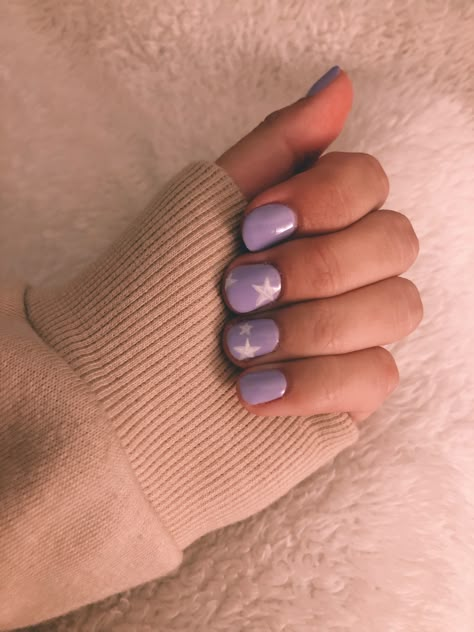 Lavender Star Nails, Short Gel Nails Purple, Cute Lavender Nails Short, Gel Nails With Stars, Purple Nails With Stars, Olivia Rodrigo Nails Ideas Guts, Short Nail Designs Purple, Lavender Gel Nails, Purple Star Nails